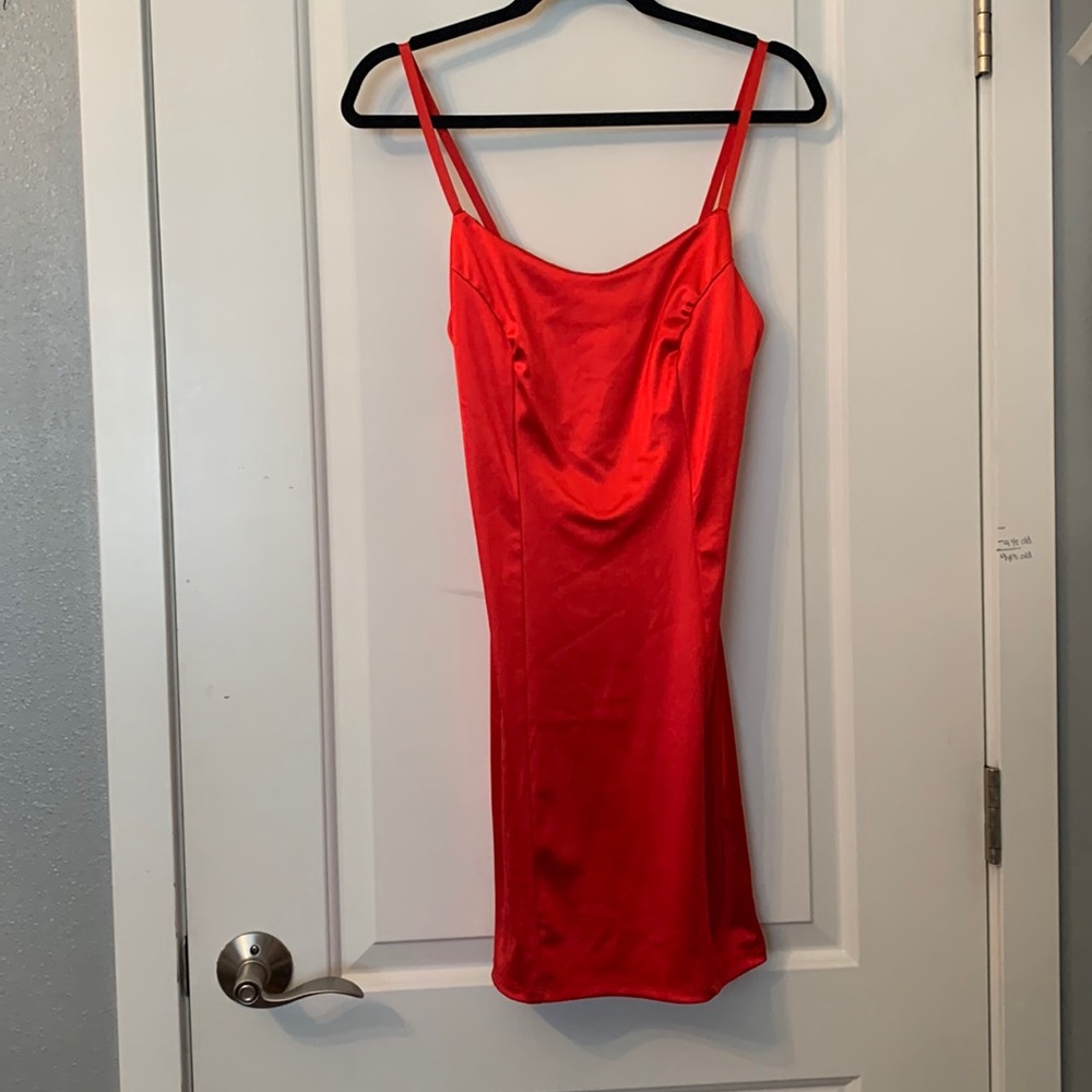 Red sleek dress- IRIS M - short tight fitting dress